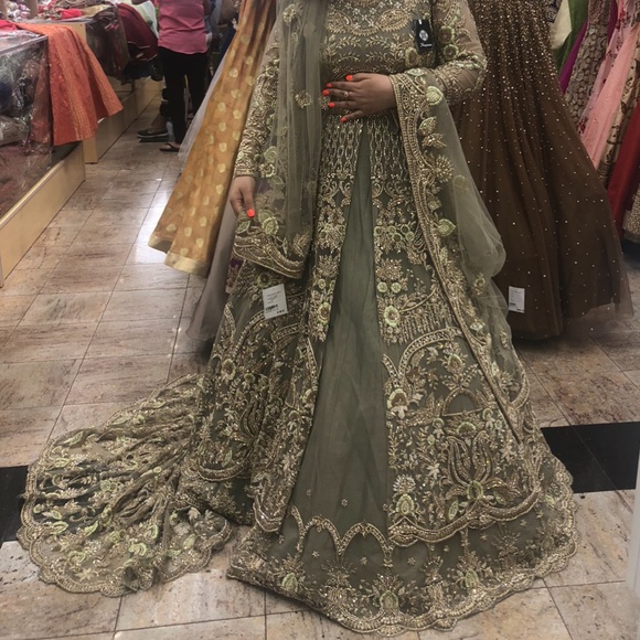 Nazrana Wedding Bridal Lacha Sage Green - Picture 1 of 9
